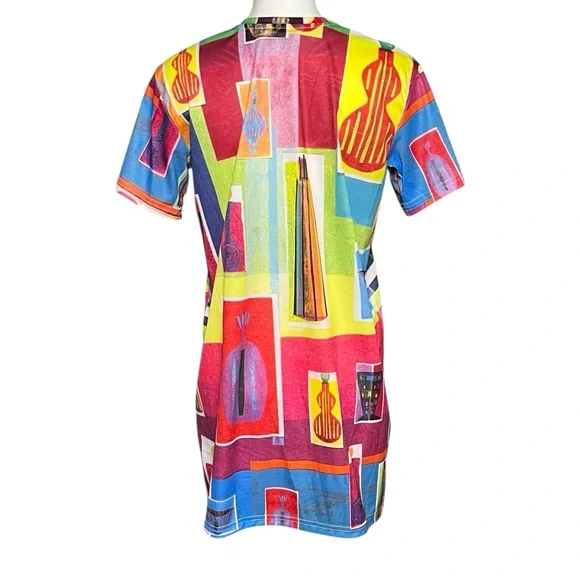 Todd Oldham Maker Shop Printed Art to Wear Short Sleeve T-Shirt Dress Size M - Picture 4 of 8